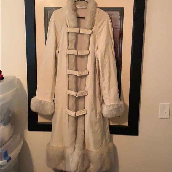 Jacket Vegan faux leather & fur cream jacket - Picture 4 of 8